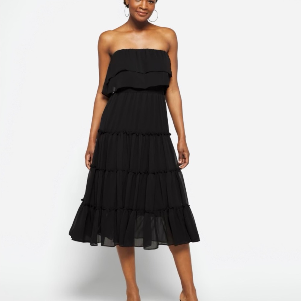 1. State black strapless midi dress size M